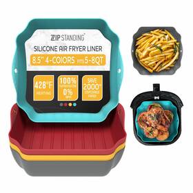 Zip Standing 733371861603 Silicone Air Fryer Liners 8.5 Inch 4 Colors