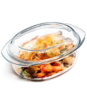 Zyer 769326343467 3.7 Quart Glass Casserole Dish With Lid 3.5l Covered Li