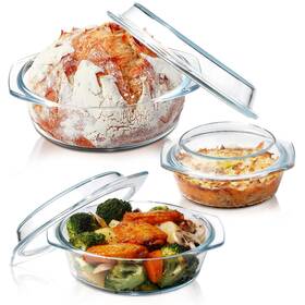 Round-0.65l Zyer 1l 1.4l Round Glass Casserole Dish Set 3 Sizes 0.65l With Lids Round-0.65l Zyer 1l 1.4l Round Glass Casserole Dish Set 3 Sizes 0.65l With Lids