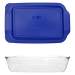 Pyrex 233-D 5QT Glass Baking Dish And 233-PC 3QT Lagoon Blue Lid. Fixed Price $42.99.