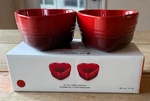 Creuset Stoneware L'amour Collection 10 Oz Heart Ramekins Cerise Red. Fixed Price $59.99.