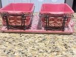 Temptations Cranberry Red Carved Old World 5PC Serving Tray, Baking Dishes. Fixed Price $49.50.