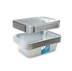 Diplastible Oblong Disposable Aluminum Pans With Lids - 10 Pack 5 Lb, Silver. Fixed Price $30.99.