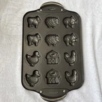Norpro Cookie Sheet Pan 12 Count Farm Animals Barnyard Nonstick Double Handles. Fixed Price $12.99.