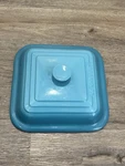 Creuset Carribean Turquoise Blue Deep Square 3 Qt Casserole Dish Cover Lid. Fixed Price $39.95.