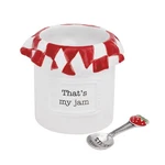 Mud Pie Red Ceramic Jam Jar Set. Fixed Price $30.99.