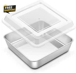 9X9 Inch Square Cake Brownie Baking Pan With Lid, Stainless Steel Lasagna. Fixed Price $22.01.
