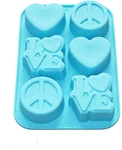 Love Heart Peace Sign Soap Bar Mold Cake Jello Supplies Silicone Pan 6-CAVITY 3O. Fixed Price $17.24.