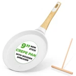Nutrichef 9.45 Non-stick Crepe Pan With Wooden Spreader (white Cream). Fixed Price $41.99.