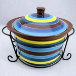 Temptations Compliments Striped 1 Qt Casserole Dish Lid Trivet Wire Rack 4PC Set. Fixed Price $20.00.