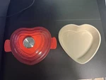 Le Creuset Heart-shaped Deep Dish Cocotte Red 16CM Lid W/heart. Fixed Price $179.99.