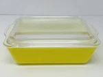 Vintage Yellow Pyrex Refrigerator Dish 0503 And Ribbed Lid 503-C. Fixed Price $28.49.