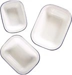 Webake Enamelware Roasting Pan 3 Pack Enameled Steel Oblong Pie Dish. Fixed Price $38.90.
