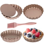 6PCS 4 Inch Rose Gold Tart Pans, Removable Bottom, Nonstick, Fluted, Quiche. Fixed Price $21.17.