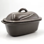 Pampered Chef 1.5 Qt Stoneware Baking Roaster Dish / Lid Taupe Gray 10.5 X 6.5. Fixed Price $37.94.