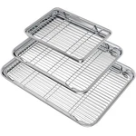 Wildone Baking Sheet With Set (3 Pans + Racks), 16 /12 /9 Inch, Silver. Fixed Price $46.69.