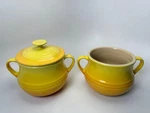 Creuset Stoneware Mini Bean Pot Or Soup Crock W/ Lid Handles Discontinued. Fixed Price $89.99.