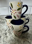 Temptations Set 4 Old World Vivid Navy Blue 12OZ Coffee Tea Mugs Cups Euc. Fixed Price $18.00.