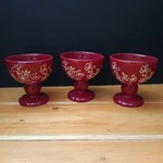 Temptations By Tara Red Floral Lace Ceramic Footed Cups / Goblets (set Of 3). Fixed Price $12.75.