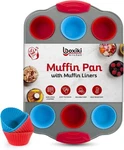 Boxiki Kitchen 12 Cup Mini Muffin Pan With Silicone Liners - Brand New. Fixed Price $34.99.