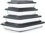 8-PIECE Deep Glass Baking Dish Set With Plastic Lids,rectangular Bakeware. Fixed Price $61.99.