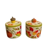 Temp-tations Set Of 2 Fall Harvest Ceramic Canisters Pumpkin And Acorn Lids. Fixed Price $38.00.