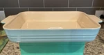Le Creuset Rectangular Stoneware Dish Sky Blue 15" X 10" 2"/4 Qts Nwt. Fixed Price $74.00.