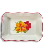 Pioneer Woman Poinsettias Floral Baking Dish Scalloped Red Green 12 Stoneware. Fixed Price $22.99.