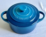 Creuset Mini Round Cocotte Marseille Blue Stoneware With Lid 8OZ. Fixed Price $20.70.
