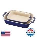 Staub Ceramic 2-PC Rectangular Baking Dish Set Dark Blue 40508-628. Fixed Price $89.92.