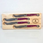 New Jean Dubost Laguiole France Cheese Knives Spreaders Provence Purple Set Of 4. Fixed Price $32.95.