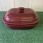 The Pampered Chef Deep Covered Baker 3.1QT/3L Cranberry Stoneware (OKEB-05-042). Fixed Price $40.00.