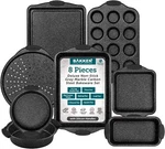 Bakken 8-PIECE Kitchen Oven Baking Pans Set Deluxe Nonstick Gray Marble Coatin. Fixed Price $52.99.