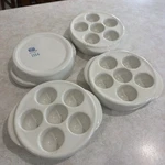 Vintage Hall Stoneware Set Of 4 Escargot Baking/ Serving Dishes Holds 6 Each. Fixed Price $38.00.