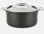 All-clad HA1 Hard Anodized Nonstick Stockpot, Multi-pot With 6 Quart, Black. Fixed Price $70.00.