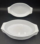 Emile Henry Oval Baking Dish White Single Serve Au Gratin Casserole France 10.5". Fixed Price $137.00.