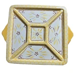 Temptations Old World Charcuterie Platter Yellow 12"X12" Divided Ceramic Plate. Fixed Price $18.99.