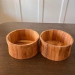 Set Of Woodard & Charles Acacia Tulip Salad Bowls 10 Inch WTT200 Brown. Fixed Price $49.99.