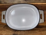 Pampered Chef Gray Cast Iron Qt Baker Enameled Casserole Dish 11X8X2 #100247. Fixed Price $14.99.