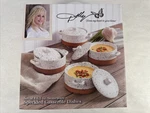 Dolly Parton Speckled Stoneware Casserole Dishes Set Of 4 With Lids. Fixed Price $34.99.