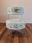 Set Of 2 Corelle Pyrex Spring Bouquet Glass Storage Containers With Plastic Lids. Fixed Price $12.00.