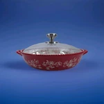 Temptations Floral Lace Red Oven To Table 3 Qt Round Dish. Fixed Price $31.95.