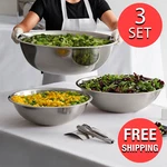 (3-SET) Stainless Steel Kitchen Food Mixing 13 20 30 Quart Restaurant Bowls. Fixed Price $82.10.