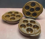Hall Pottery Escargot Dish 1154 Brown Ceramic Egg Snail Mushroom Usa Vintage 7". Fixed Price $22.49.
