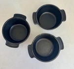 Set Of 3 --thermalloy Cast Iron Round Servers 4" Dia. 5 1/4 Handle. Fixed Price $14.30.