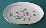 Lourioux Le Faune Porcelain Wildflowers Oval Baking Dish Fire Proof France 11". Fixed Price $14.40.