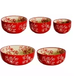 Temp-tations Nesting Prep / Dip Bowls, Set Of 5, Floral Lace Cranberry T49965. Fixed Price $20.04.
