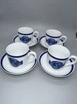 Vintage La Maison Roshco, Inc. Set Of 4 Demitasse Cups And Saucers - 8 Pieces. Fixed Price $45.99.
