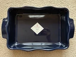 Emile Henry Ruffled Rectangular Baker Medium Navy Blue France Ceramic Stoneware. Fixed Price $54.99.