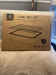 Mcirco Stainless Steel Baking Sheet Set - 3 Pans, 2 Cooling Racks, Mats Read. Fixed Price $20.00.